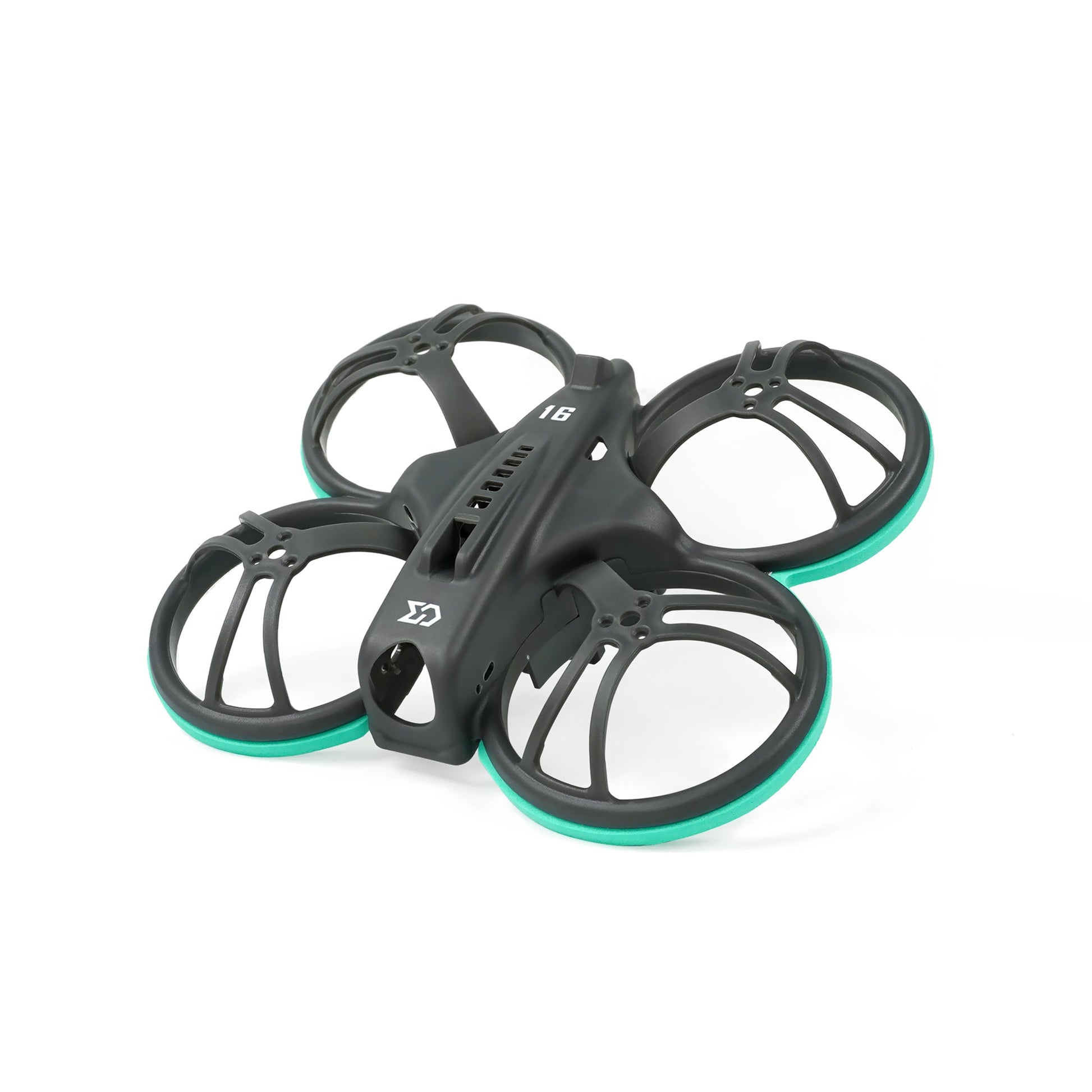 Sub250 Whoopfly16 75mm whoop frame and parts kit, black ducts with teal bumper rings