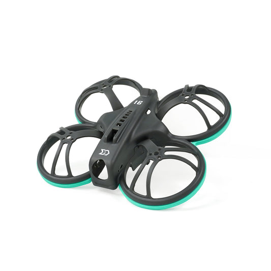 Sub250 Whoopfly16 75mm whoop frame and parts kit, black ducts with teal bumper rings