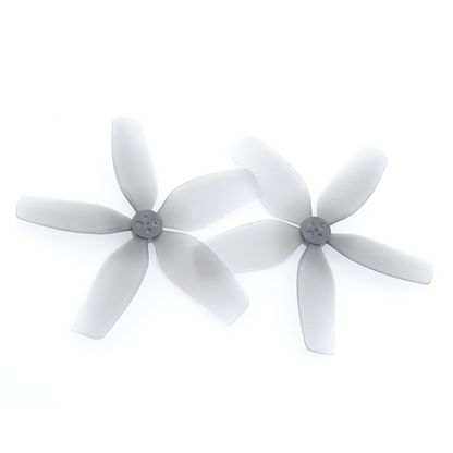 HQProp DT90MMX5 90MM 5-blade cinewhoop propellers, pair of translucent gray rotors