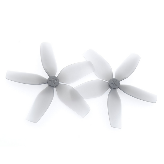 HQProp DT90MMX5 90MM 5-blade cinewhoop propellers, pair of translucent gray rotors