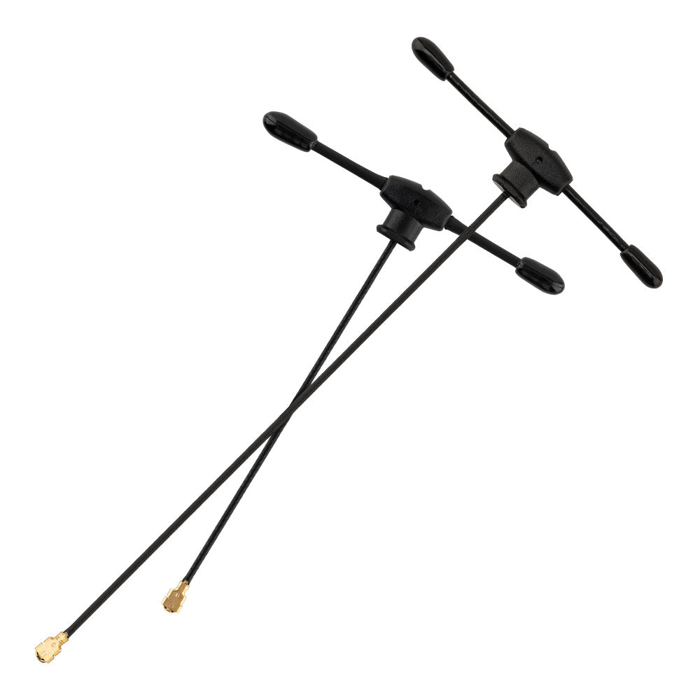RadioMaster UFL 2.4GHz T antenna set with two micro coax leads and gold UFL connectors