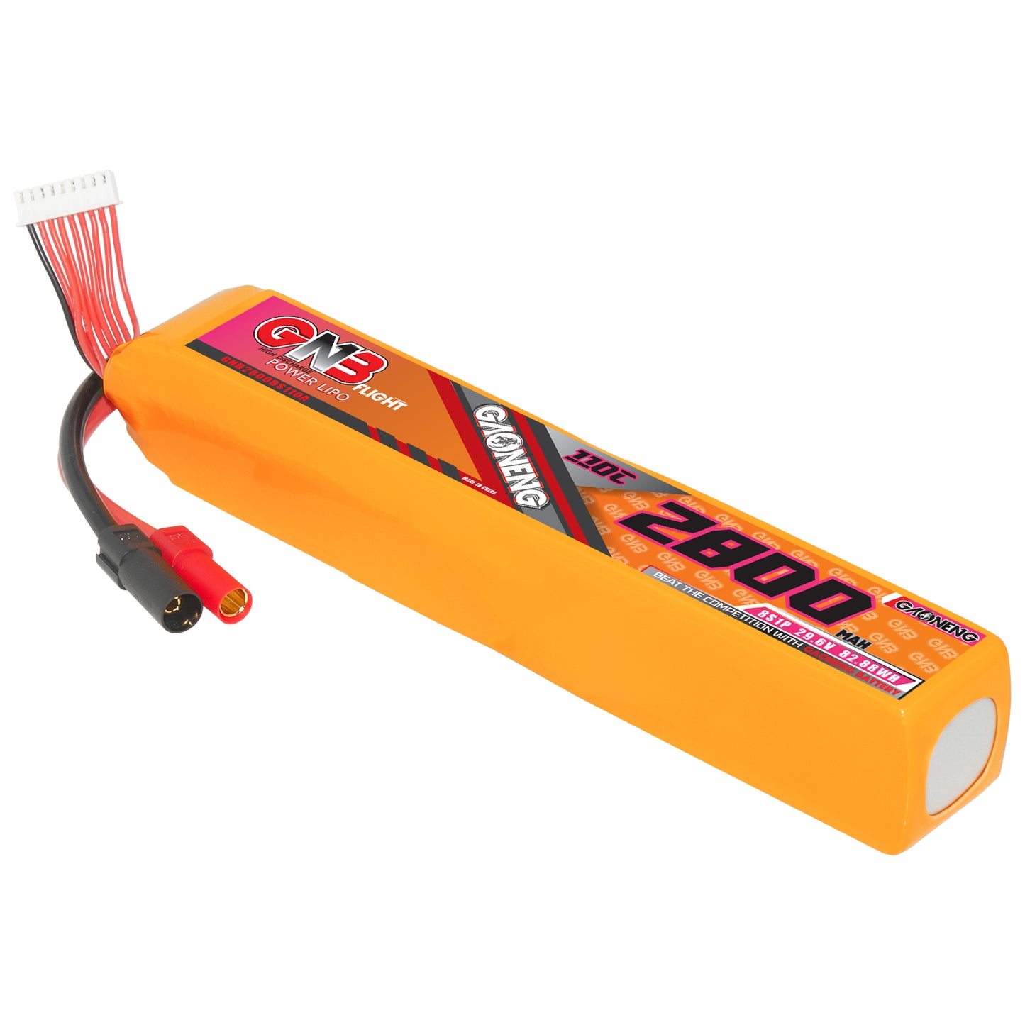 GAONENG GNB 8S 29.6V 2800mAh 110C LiPo battery pack with XT150 discharge lead and balance plug