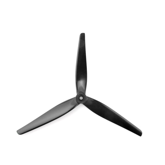HQ MacroQuad 9x4.5x3 Propeller, black 3-blade drone prop with center hub on white background