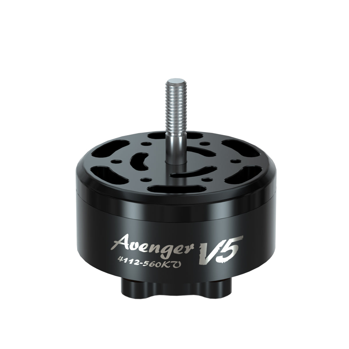 BrotherHobby Avenger 4112 V5 CW Motor, BrotherHobby Avenger V5 4112 brushless motor with threaded shaft, black housing labeled 4112-560KV