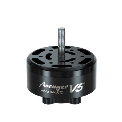 BrotherHobby Avenger 4112 V5 CW Motor, BrotherHobby Avenger V5 4112 brushless motor with threaded shaft, black housing labeled 4112-560KV