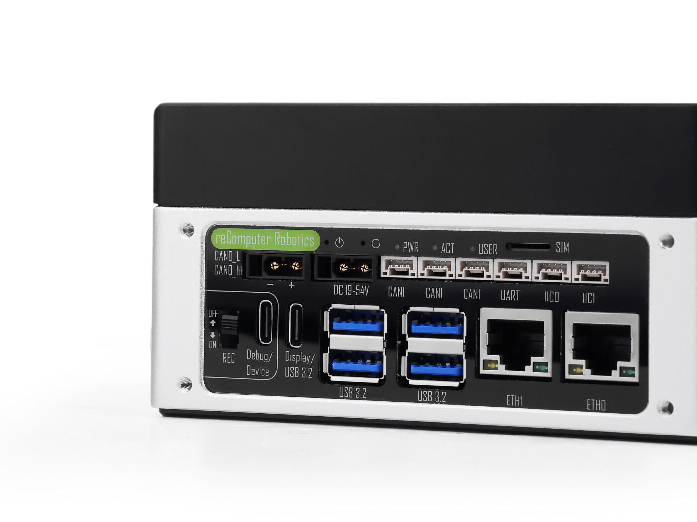 The reComputer J3011 is an Edge AI computer with Jetson Orin Nano (8GB, 67 TOPS), JetPack 6.2, and multiple ports including USB 3.2, Ethernet, CAN, UART, I2C, and debug.