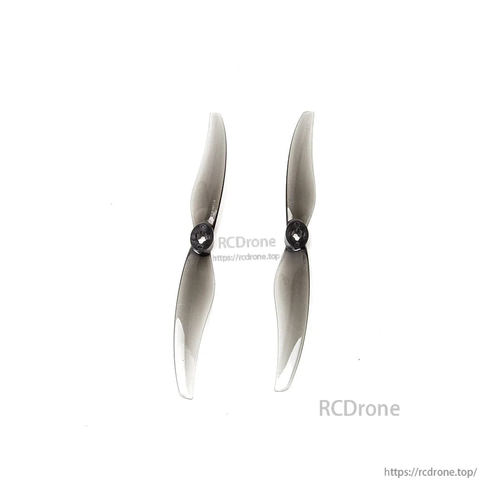 Pair of two-blade propellers shown upright, front view with hubs centered