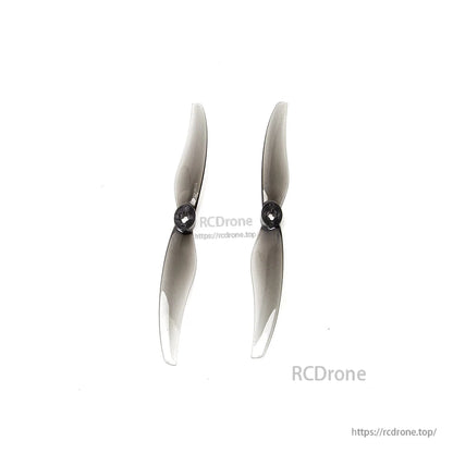 Pair of two-blade propellers shown upright, front view with hubs centered