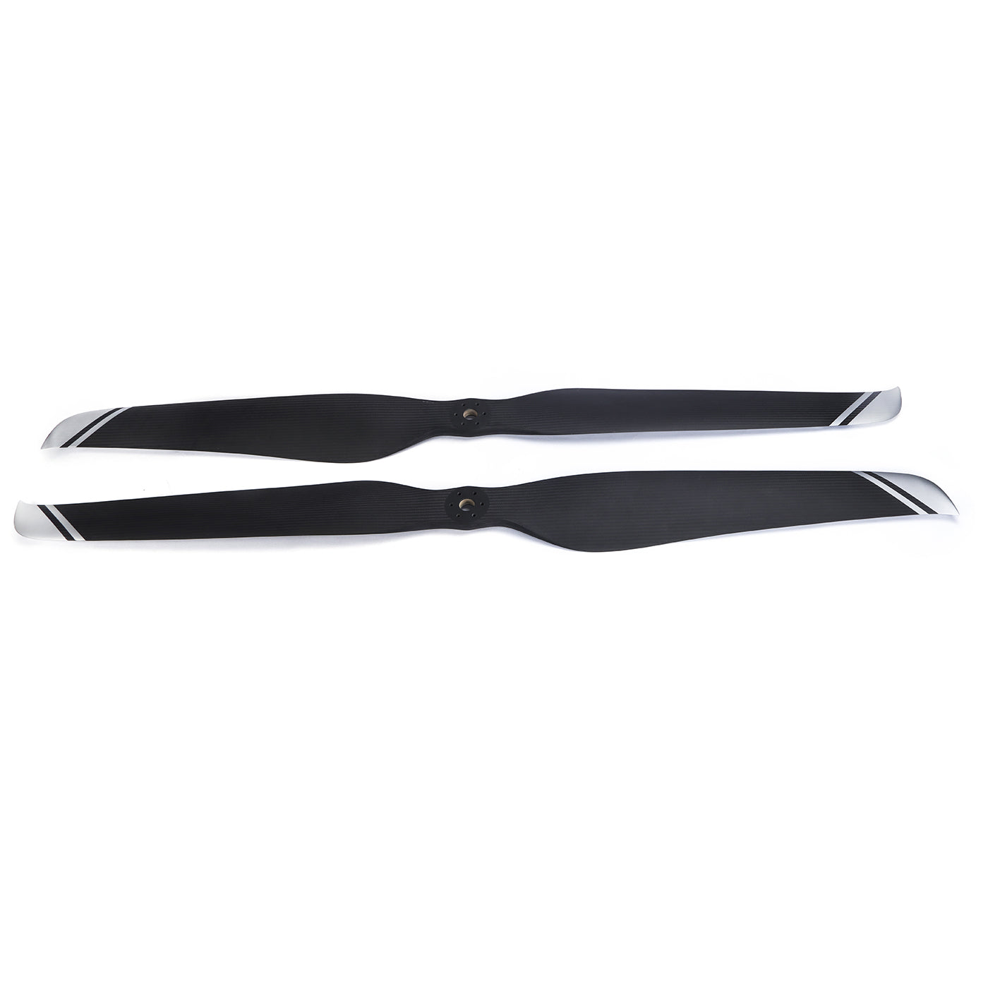 MAD CB2 carbon fiber paramotor propeller, matte black two-blade design with striped tips and center hub