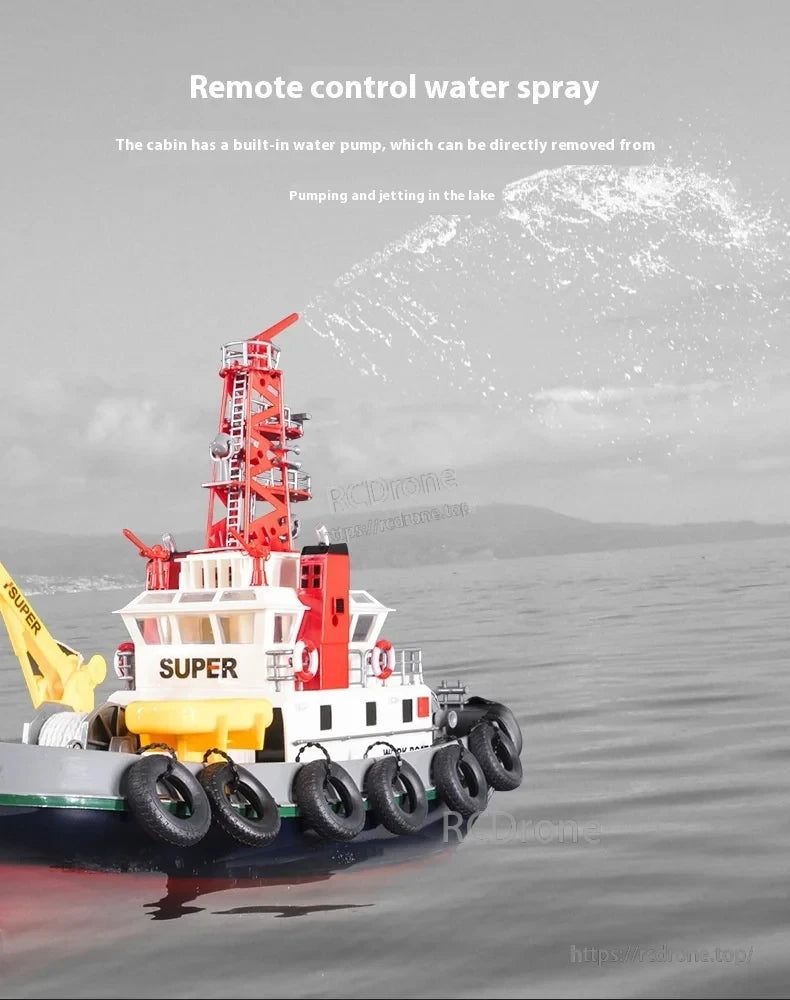 60cm Fire Rescue Water Spray RC Boat, Remote control fire boat with water spray and built-in pump