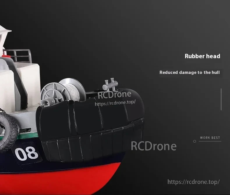 60cm Fire Rescue Water Spray RC Boat, Rubber head reduces hull damage; works best.