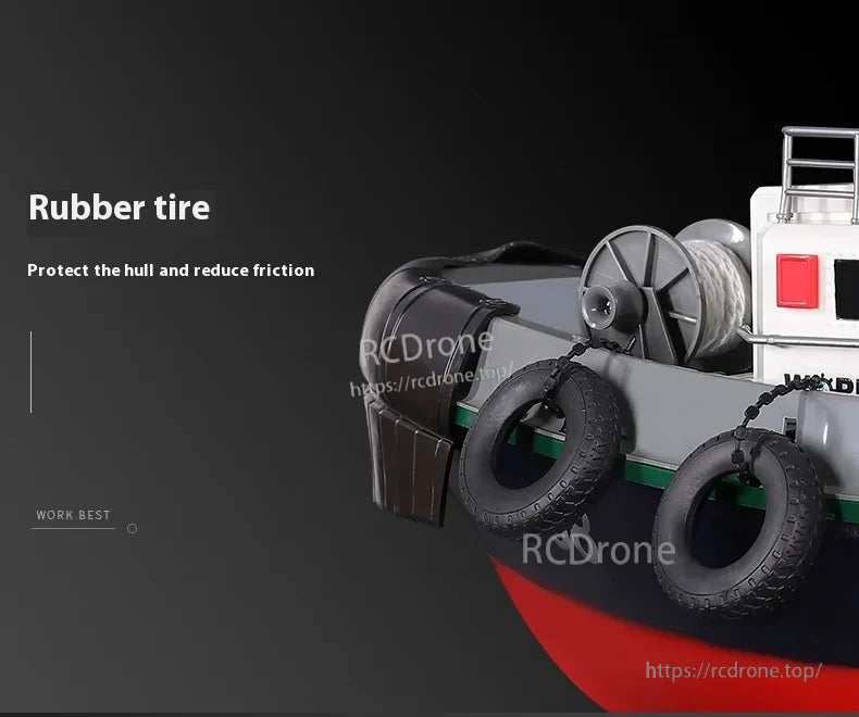 60cm Fire Rescue Water Spray RC Boat, Rubber tire protects hull, reduces friction, works best