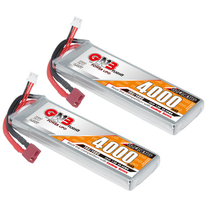 Two GAONENG GNB 4000mAh 2S 7.6V LiHV LiPo batteries shown together in angled front view