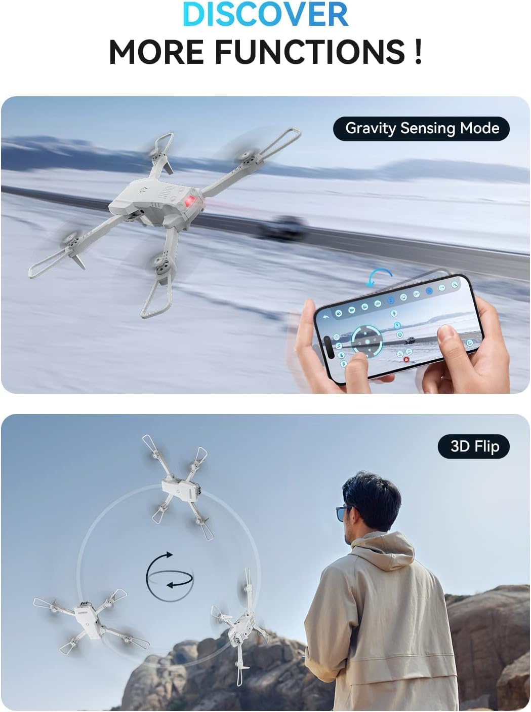 ROVPRO S60 Drone, DISCOVER MORE FUNCTIONS ! Gravity Sens