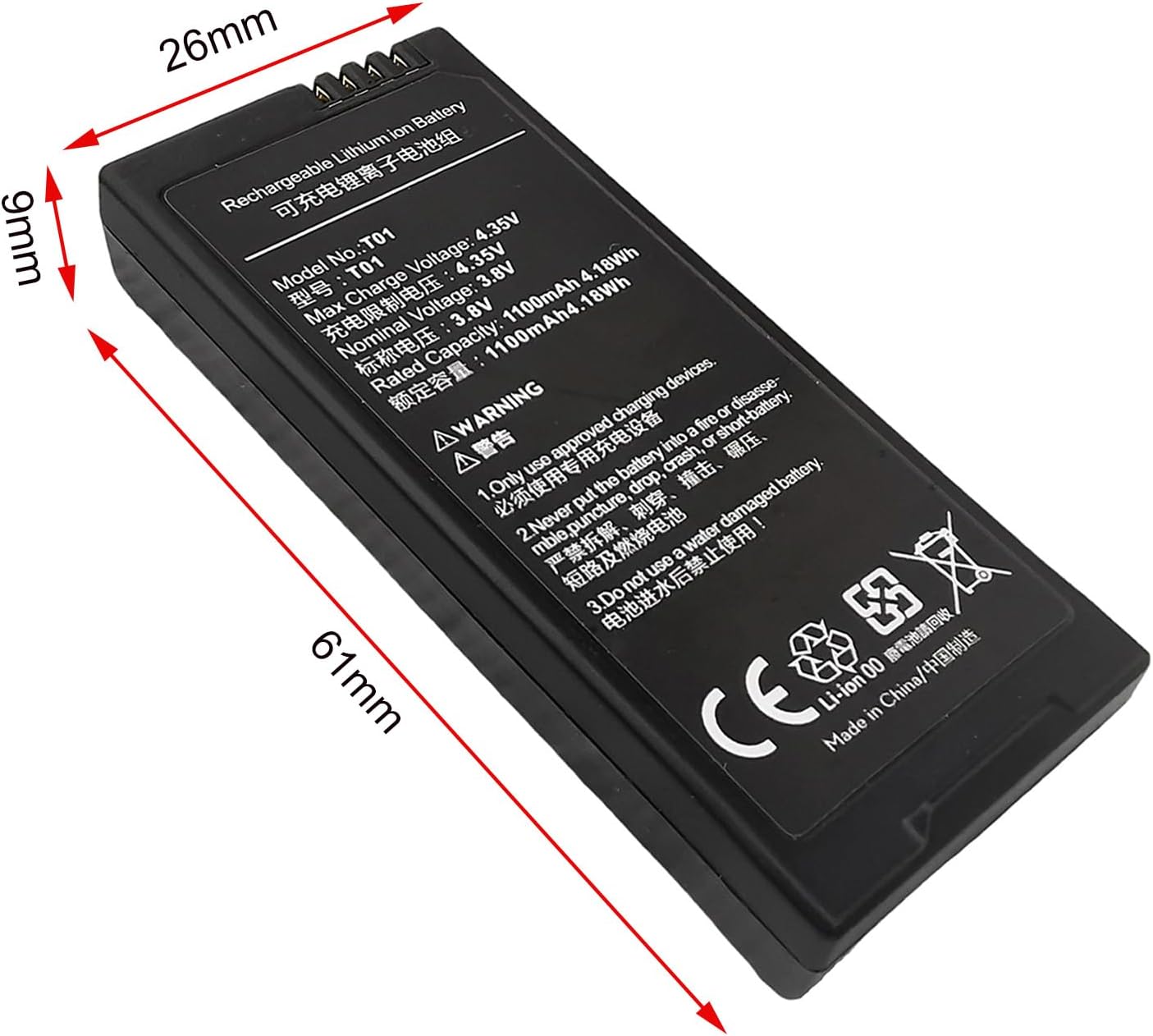 Batteria per drone Tello - Batteria al litio da 1100 mAh 3,8 V per DJI Tello