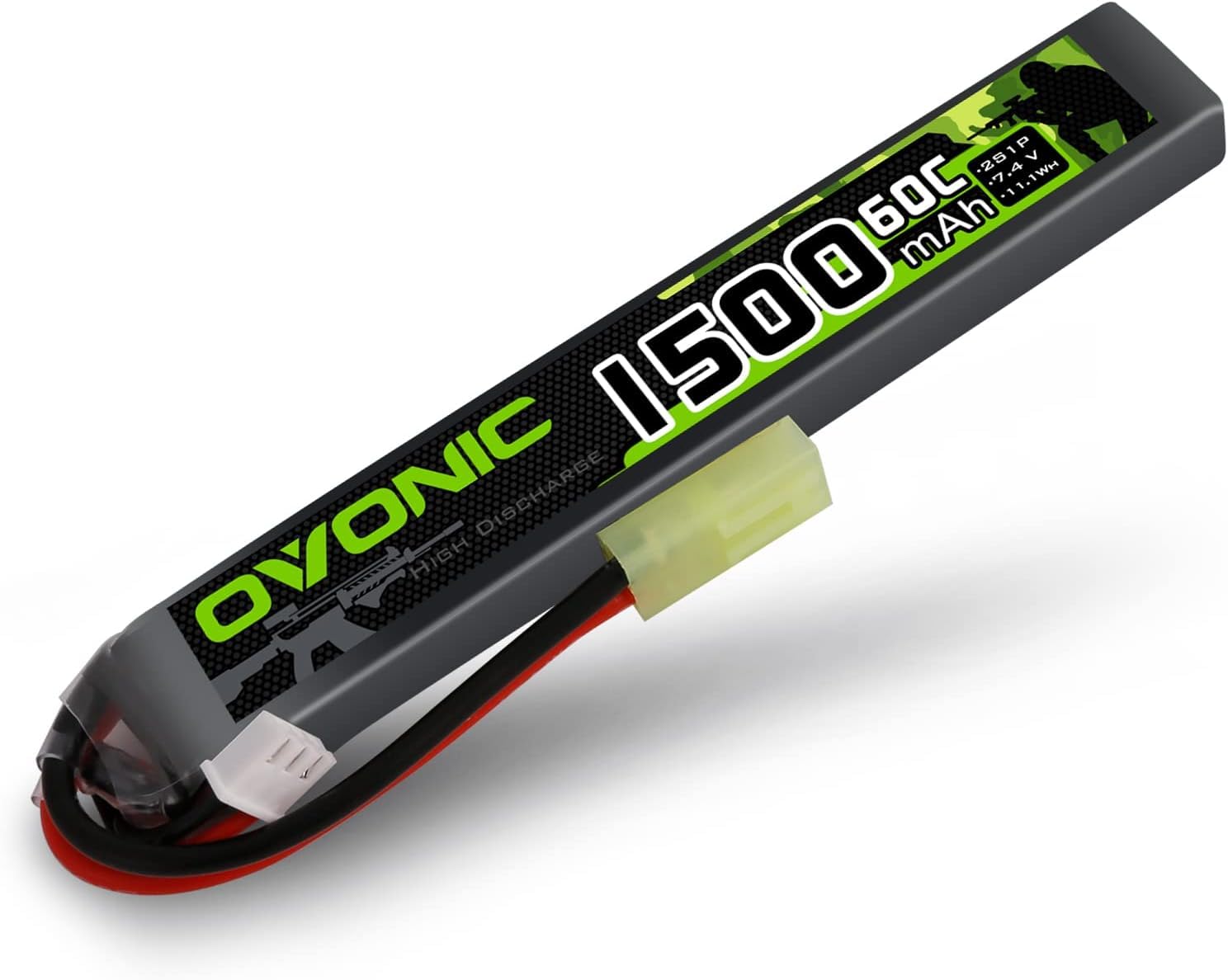 Ovonic 7.4V 1500mAh 2S1P 60C LiPo battery pack with Tamiya plug and balance lead