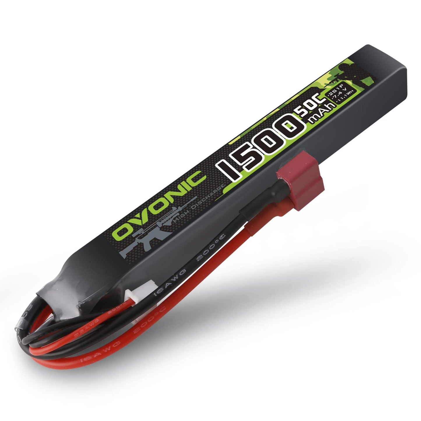 Ovonic 7.4V 1500mAh 2S1P 50C LiPo battery pack with Deans T plug and balance lead