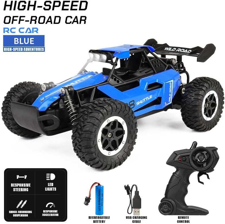 Gari la RC 1:16, Kasi ya 20Km/h, Lori la Off-Road, 2WD, Mwili wa Aloi, Umbali wa 50m, Muda wa Kuendesha Dakika 30