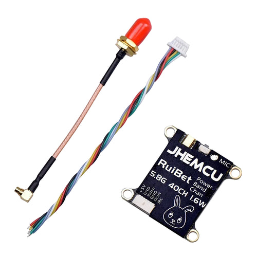 JHEMCU RuiBet Tran-3016W 5.8G 40CH 1.6W FPV VTX set with wiring harness and antenna