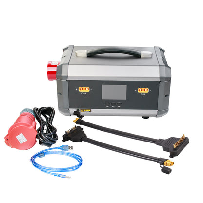 TATTU TA7200PRO Dual Channel Smart Charger, TATTU TA7200PRO dual-channel smart battery charger with CHA/CHB outputs, display, and included cables