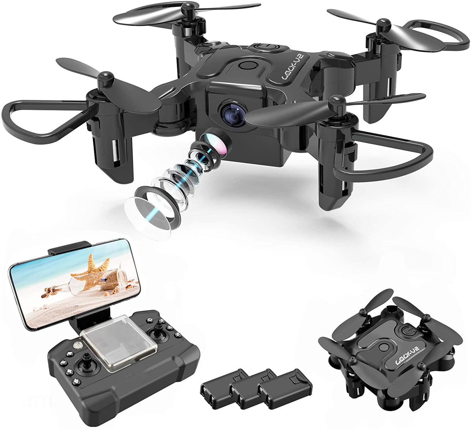 V2 Mini Drone - 4K 1080P HD Camera WiFi Fpv Air Pressure Altitude Hold Professional  Foldable Quadcopter RC Drone Kid Toys GIft