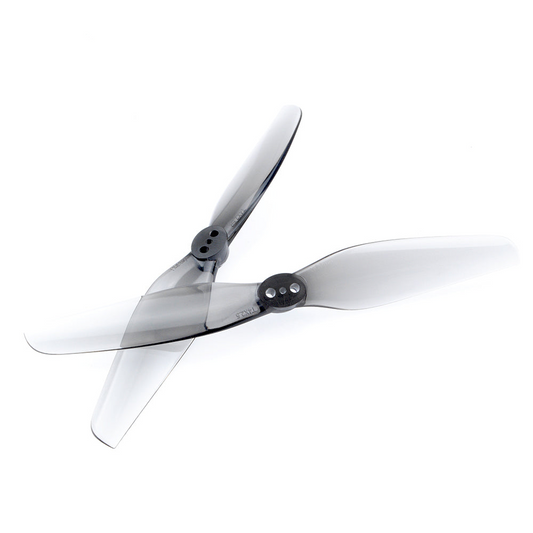 HQProp T4X2.5 grey 4-inch 2-blade polycarbonate propellers set, close-up of hubs and blades