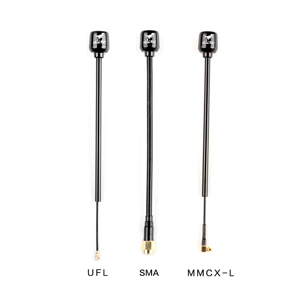 HGLRC Long Range Hammer Mini 5.8G FPV antenna options shown with UFL, SMA and MMCX-L connectors