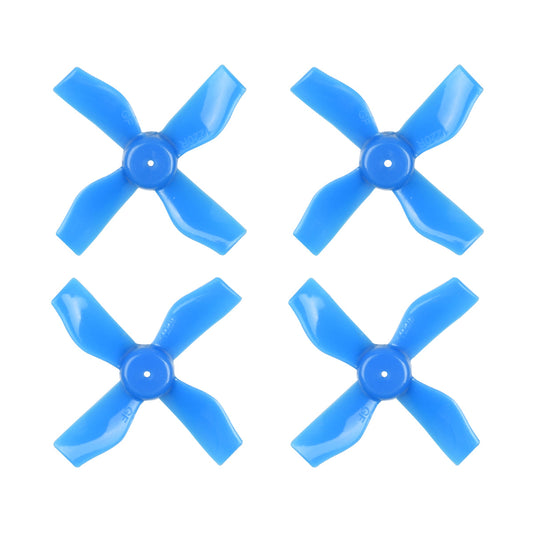 Gemfan 31mm 4-blade micro whoop propeller set, blue, 4 props on white background