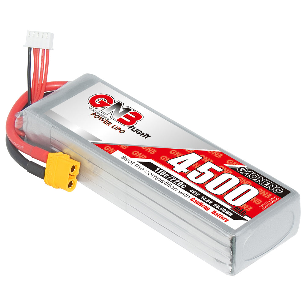GAONENG GNB45004S110A 4S 14.8V 4500mAh LiPo battery with XT60 and balance lead