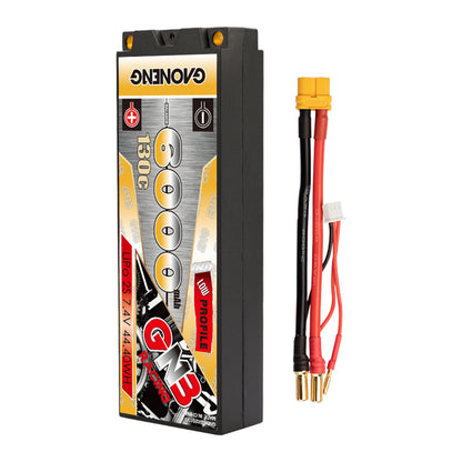 GAONENG GNB 2S 7.4V 6000mAh 130C hard case LiPo battery with leads and 5mm bullets