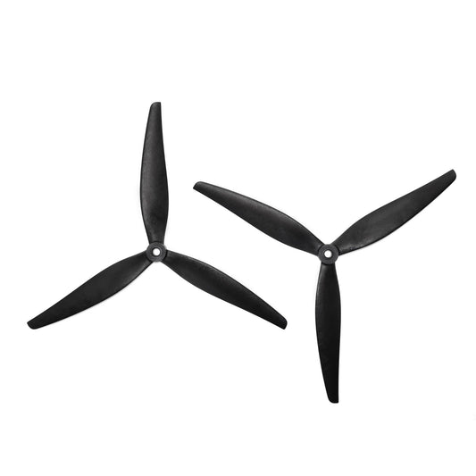 HQProp LR8X4.2X3 8in tri-blade propellers, black, pair shown on white background