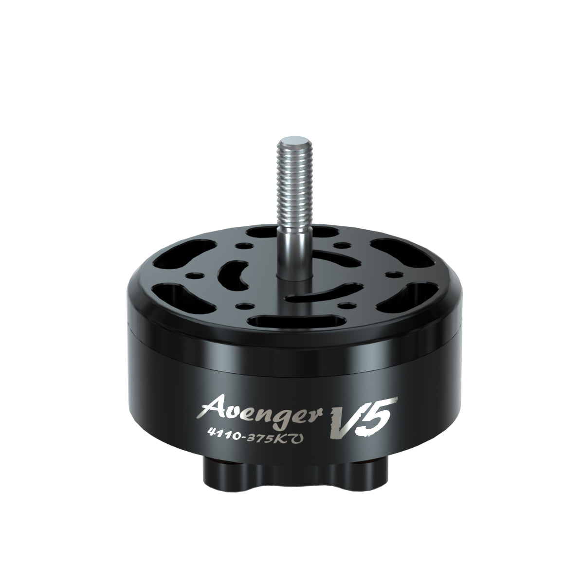 BrotherHobby Avenger 4110 V5 Motor, BrotherHobby Avenger V5 4110 brushless motor in black with top mounting holes and threaded shaft