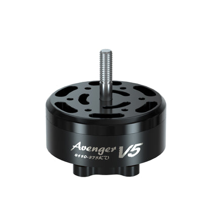BrotherHobby Avenger 4110 V5 Motor, BrotherHobby Avenger V5 4110 brushless motor in black with top mounting holes and threaded shaft