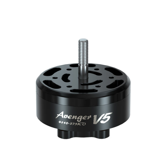 BrotherHobby Avenger 4110 V5 Motor, BrotherHobby Avenger V5 4110 brushless motor in black with top mounting holes and threaded shaft