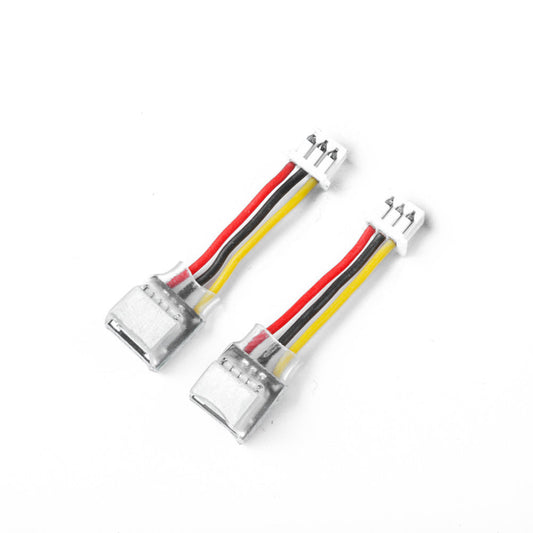 GoPro 10 Bones adapter cable with 3-wire lead and white 3-pin plug to metal-shelled port connector