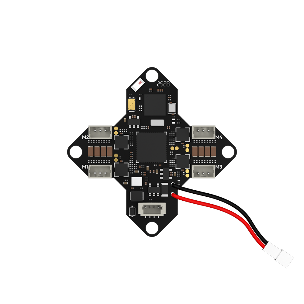 iFlight Borg G4 1S AIO flight controller board with M1–M4 motor plug ports and red/black battery lead