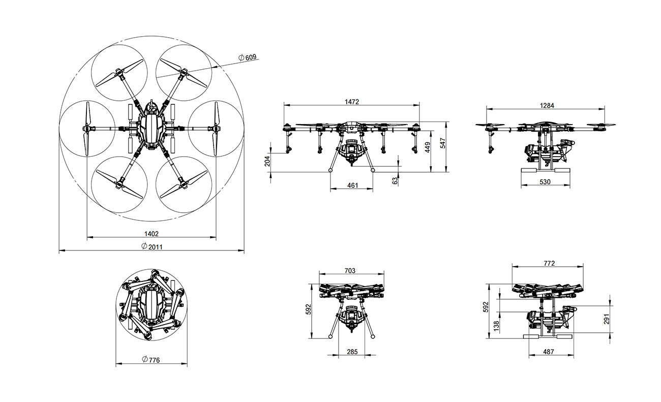 EFT E610M 10L Agriculture Drone, Streamlined design reduces parts and complexity for easier assembly and maintenance.