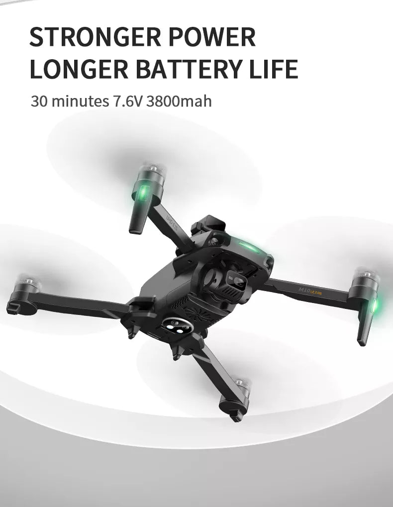 M10 Ultra Drone, STRONGER POWER LONGER BATTERY LIFE 30 minutes 7.6V