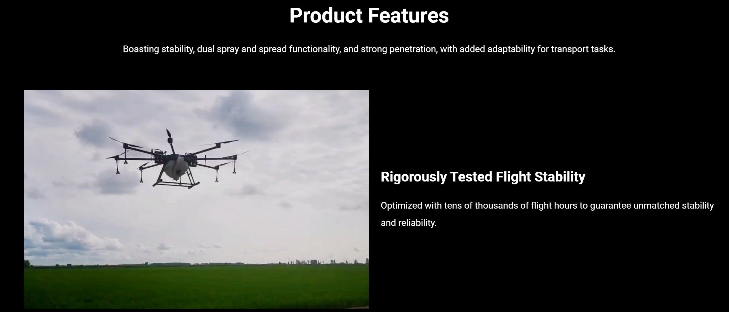 H160 Agricultural Drone, tens of thousands of flight hours to guarantee unmatched stability and reliability . product features