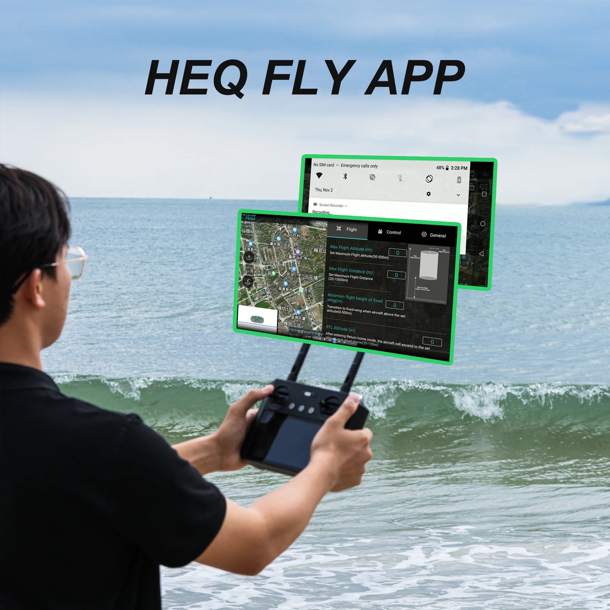 HEQ Swan-K1 PRO Fixed-wing Aircraft, Swan-K1 PRO: A 60-minute flying, 40km-range drone with 0.5kg payload and VTOL capabilities.