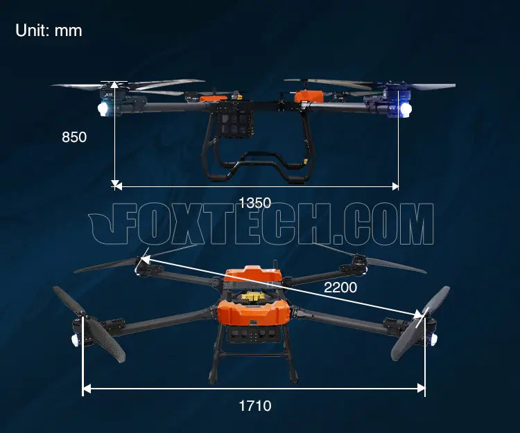 Thea 220MP is a heavy lift quadcopter for industrial use.