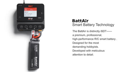 ISDT BattAir 2S 5200mAh 80C Smart RC LiPo Battery, ISDT BattAir Smart Battery for RC Car, 2S 5200mAh 80C for RC Plane (2 Pack) ISDT