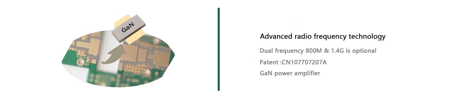 Maestro M52, Advanced RF technology with dual frequencies and patented GaN power amplifier for efficient transmission.