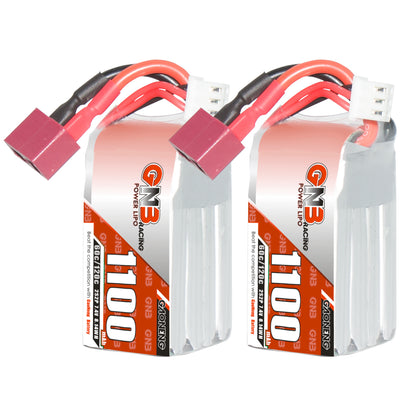 GAONENG GNB1100 2S 7.4V 1100mAh 60C LiPo battery twin pack with T-plug and balance lead