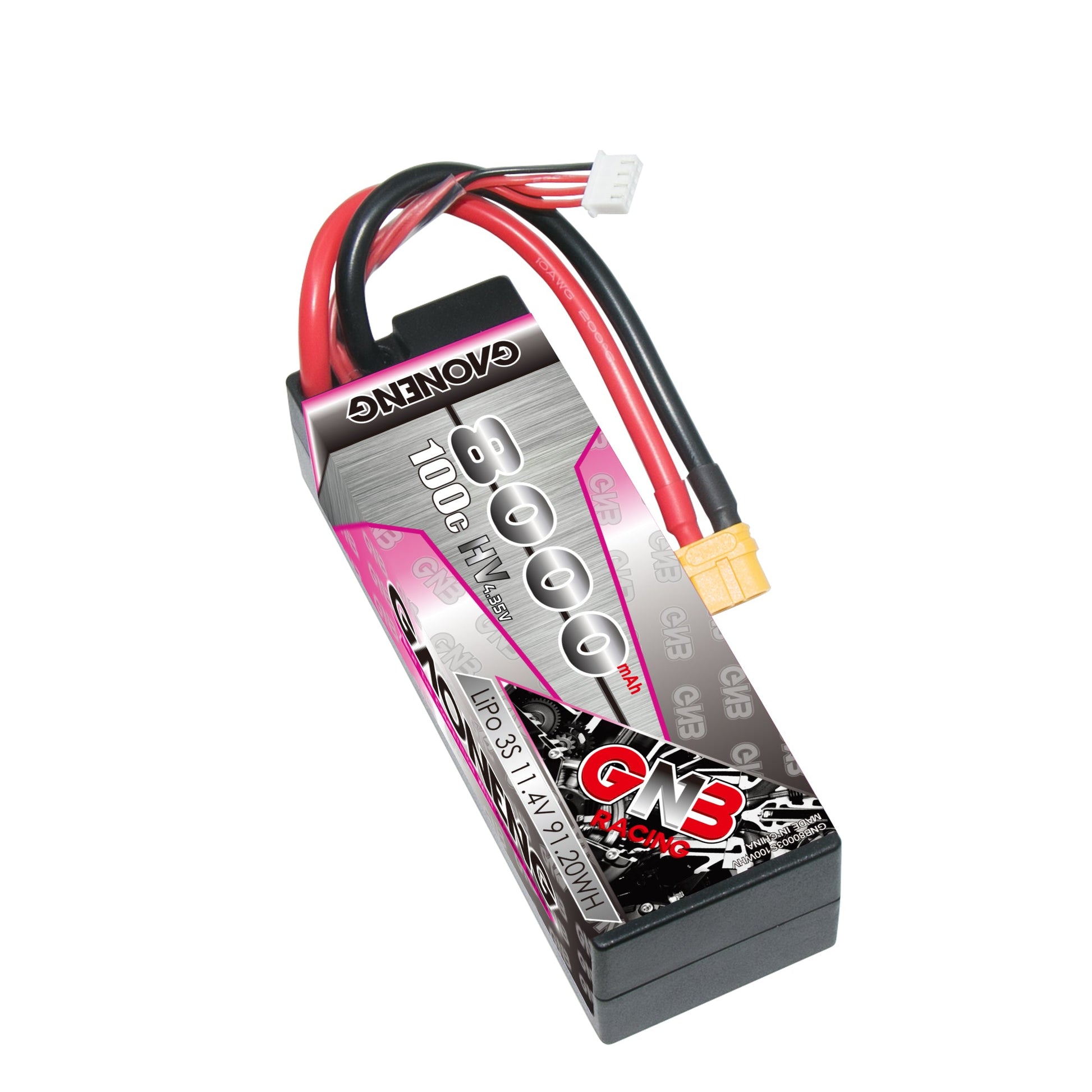 GNB 3S 11.4V 8000mAh 100C LiHV hard case LiPo battery with XT60 plug and balance lead