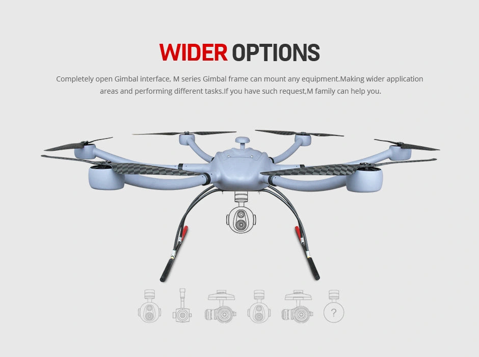 T-Motor T-Drone, M series Gimbal frame can mount equipment M family can help you: wider = any area