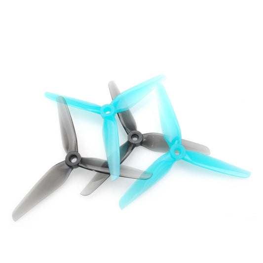 HQProp HeadsUp Racing Prop R38 5.1in 3-blade polycarbonate propellers set, blue and smoke gray