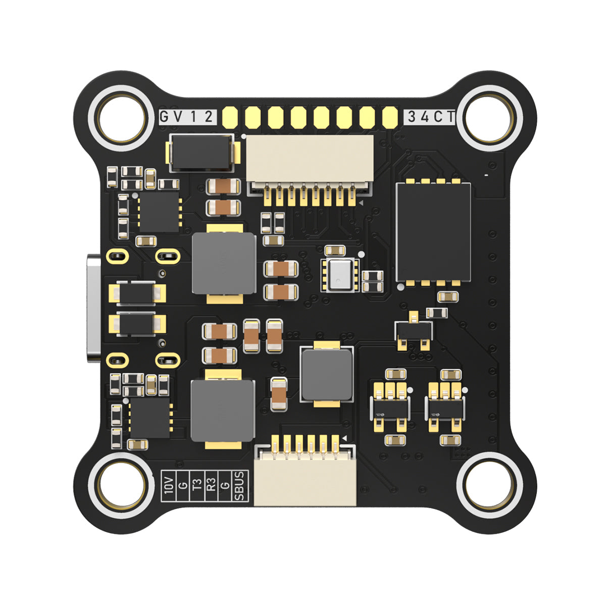 BrotherHobby Returner F405 V3 flight controller PCB with four mounting holes, micro USB port, and plug connectors