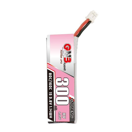 GAONENG GNB300 1S 3.8V 300mAh 80C LiHV LiPo battery with PH2.0 connector, front label