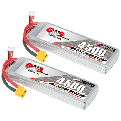 Two GNB 4500mAh 3S LiPo battery packs with XT60 connectors shown side by side
